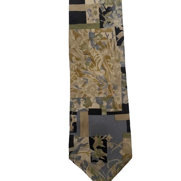 Ermenegildo Zegna Silk Floral Tie Blue Cream - Picture 2 of 9